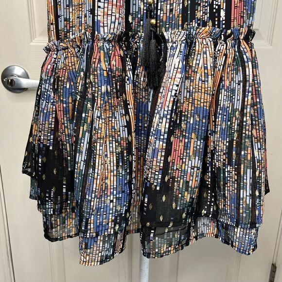 NWT Forever 21 Chiffon Abstract Metallic Mini Dress - Small - Picture 9 of 12